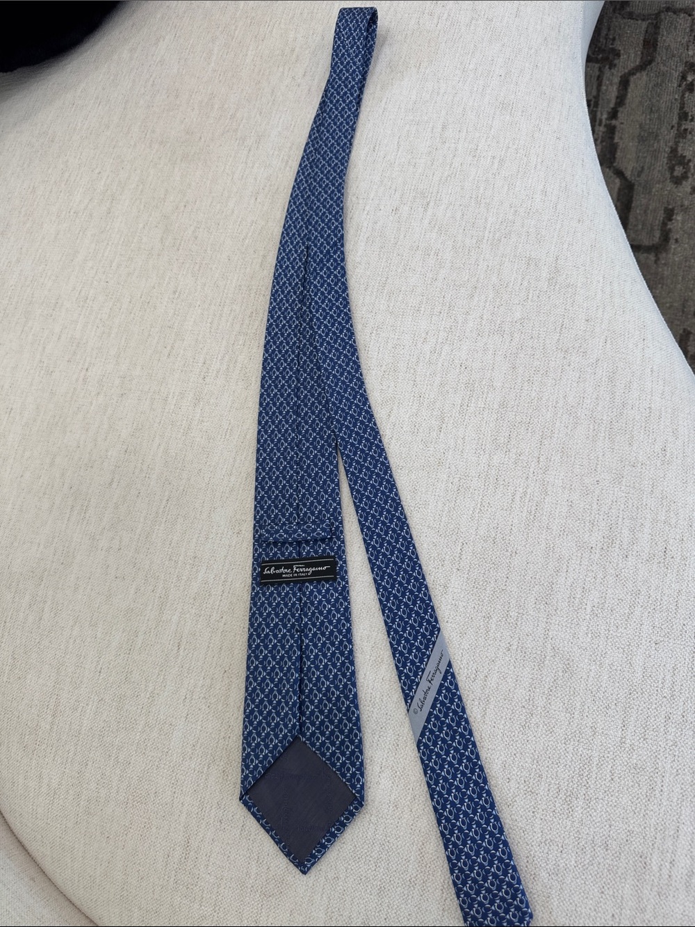 Salvatore Ferragamo Navy Blue Geometric Silk Tie